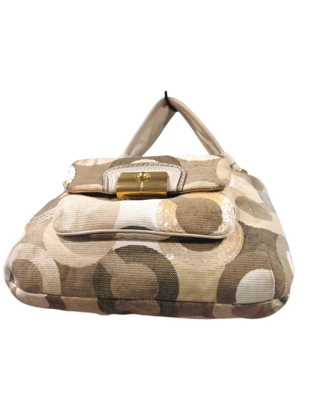 Coach Kristin Graphic Sequin Op Art Signature Corduroy Hobo Handbag Purse Bag